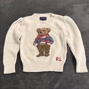 Polo by Ralph Lauren Cream Bear Crewneck Sweater